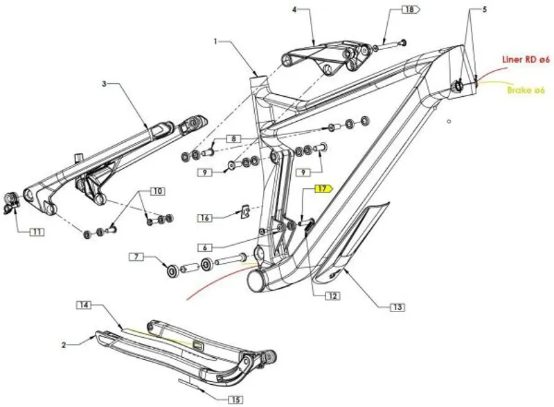 Cube Shock Top Mount Axle 18-03244 -10515 -1